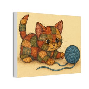 Whimsical Cat Canvas Art, Cute Kitten Wall Decor, Cat Lovers Gift, Nursery Art, Pet Owner Decoration, Animal Art Print, Pets, Pet Lover