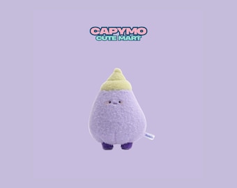 Eggplant Plush Keychain, Purple Veggie Bag Charm, Cute Aubergine Plushie, Kawaii Food Keyring