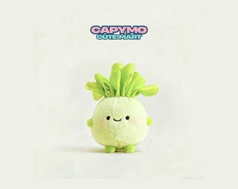 Lettuce Plush Keychain, Green Veggie Bag Charm, Cute Food Plush Accessory, Kawaii Keyring