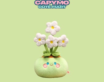 Plush Flower Pot, Peach Blossom or Narcissus, Soft Squishy Decor, Kawaii Room Accent