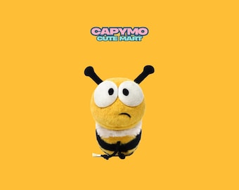 Bumble Bee Plush Toy, Worried Expression Stuffed Animal, Desk Decor (5.7 inches)