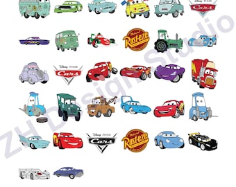Paquete de imágenes prediseñadas de Disney Cars: Rayo McQueen y Mater (png, svg, eps, pdf, dxf)