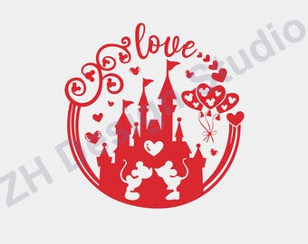 Valentine Mickey Minnie Castle PNG: Shirt Design (Digital Download)