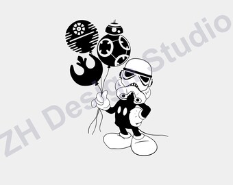 Star Wars Mickey Mouse SVG Clipart: Darth Vader, Stormtrooper (Digital Download)