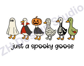 Just a Spooky Goose Svg, Spooky Goose Halloween PNG, Funny Skeleton Goose Trendy Halloween Instant Download, DXF, PDF