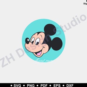Mickey mouse face svg, Mickey Mouse Head Svg, Silhouette, Cutting Plotter, mouse, face, Digital Download, Instant Download, Png - Pdf - EPS