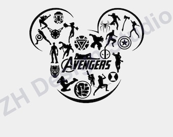 Avengers Mickey Head SVG: Iron Man, Thor, Captain America (Digital Download)