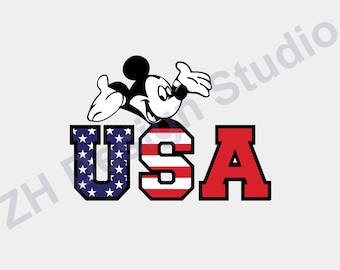 Mickey Mouse 4th of July USA Design: Clipart PNG SVG (Digital Download)