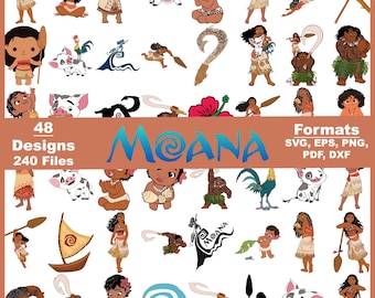 Moana Clipart Bundle (svg, png, eps, pdf, dxf) (Digital Download)
