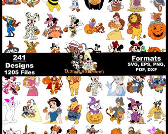 Halloween Disney-figurer-paket (png, svg, eps, pdf, dxf) (digital nedladdning)