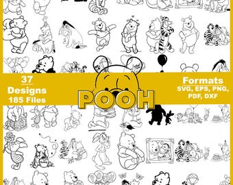 Winnie the Pooh SVG-paket, Tiger, Nasse, Ior-karaktärer (digital nedladdning)