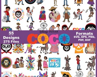 Coco Cartoon Clipart Bundle (svg, png, eps, pdf, dxf) (Digital Download)