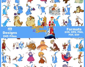 Svärdet i stenen svg-paket, Svärdet i stenen PNG, svg-filer för Cricut, svg-paket, Disney svg, tecknad film, halloween-tecknad film