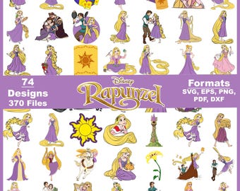 Trassel Rapunzel SVG PNG-paket, födelsedagspysselfiler (digital nedladdning)