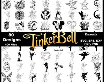 Tinkerbell Silhouette SVG Bundle: Fairy Clipart, Cricut Files (Digital Download)
