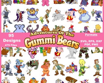 Gummi Bears Clip Art Bundle: Vintage Cartoon Graphics (Digital Download)