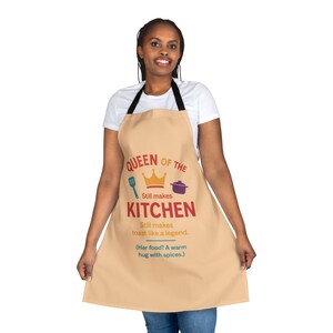Mothers Day Gift Apron - Queen of the Kitchen Funny Cooking Apron for Mom - Cute Colorful Chef Apron for Women