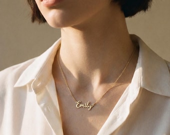 Custom Name Necklace, 14K Gold Plated Name Necklace, Personalized Name Necklace, Silver Name Necklace, Birthday Gift for Her, Gift for Mom