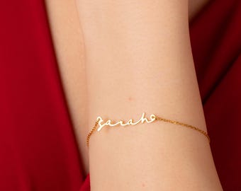 Custom Name Bracelet, 14K Gold Plated Name Bracelet, Personalized Name Bracelet, Silver Name Bracelet, Birthday Gift for Her, Gift for Mom