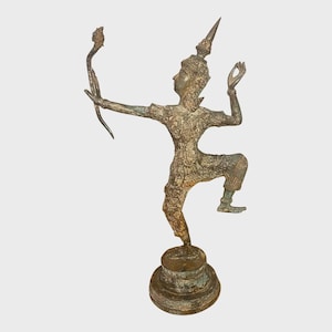Rare Late 19th Century Prince Rama Statue- Bronze Brass Alloy With Genuine Patina, Over 100 Years Old, Eastern Thailand