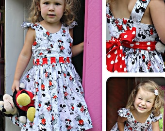 Bow Peep Party Dress PDF Sewing Pattern by Ainslee Fox for little girls size 1-12