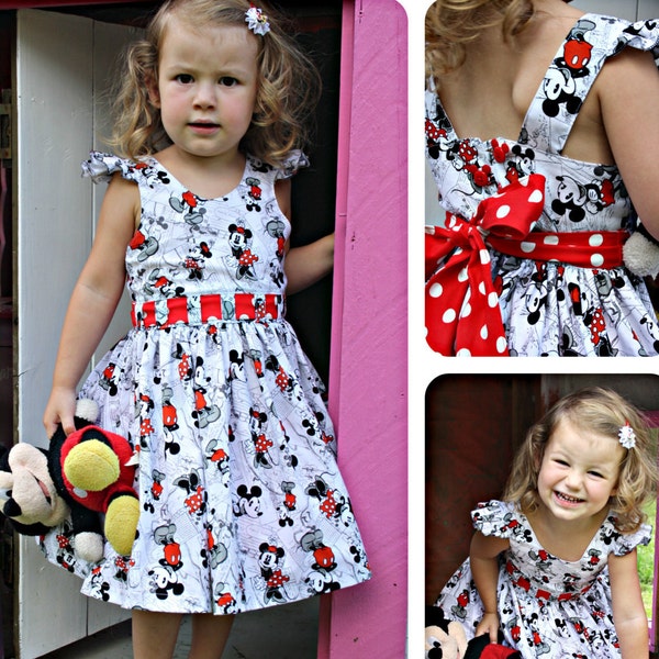 Bow Peep Party Dress PDF Sewing Pattern by Ainslee Fox for little girls size 1-12