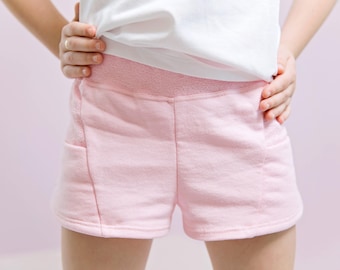 Scuttle Shorts PDF Sewing Pattern ( low rise shorty shorts and longer knit shorts for boys and girls confident beginner )