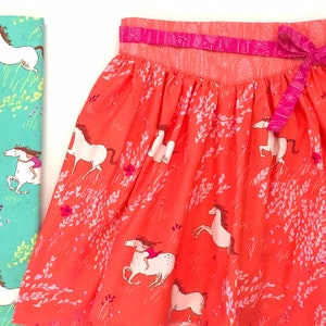 Mem Rose Skirt Ainslee Fox Boutique Patterns shaped yoke, bias binding casing back, size 2-12, side tying sash, two length options image 8