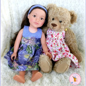 Dolly PDF Sewing Pattern Bundle 3 dresses, 1 skirt, 1 top made to match Ainslee Fox girls dresses 5 dolly sizes image 2