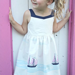 Bells Beach Casual Play with shirred back Dress PDF Sewing Pattern by Ainslee Fox for confident beginners to sew for little girls size 1-10