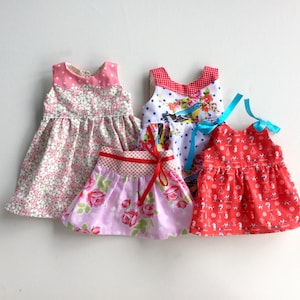 Dolly PDF Sewing Pattern Bundle 3 dresses, 1 skirt, 1 top made to match Ainslee Fox girls dresses 5 dolly sizes image 1