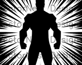 Superhero SVG | Standing Hero Silhouette Cut File | Cricut Comic Book Design