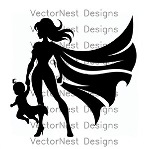 Super Mom SVG | Hero Cape Silhouette Cut File | Cricut Mother&#39;s Day Superhero Design