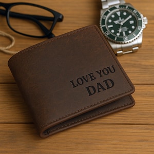 Benutzerdefinierte Text Vatertagsbrieftasche, personalisierte Name / Text RFID-Brieftasche, zweifaches Monogramm Groomsmen Brieftasche, bestes Papa Geschenk, Geburtstagsgeschenk für Papa