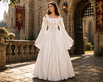 Vestido de hadas con cordones, vestido medieval renacentista, vestido cottagecore estilo hadas, disfraz de vestido de baile, vestido campesino de feria renacentista