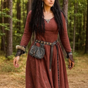 Ren Faire Women Maxi Dress, Linen Viking Dress Women, Renaissance Celtic Gown Dress, Elven Cape Victorian Dress, Fairy Fantasy Dress