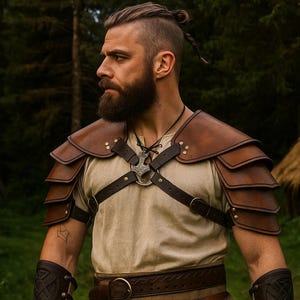 剣闘士肩当て、中世騎士肩当て、バイキング合成皮革LARPアーマー、ルネッサンスコスプレバイキングアーマー