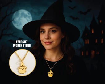 Classic Halloween Witch Hat + FREE Halloween Necklace| Witches Costume Festive Hat | Gothic Cosplay Witch Hat