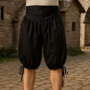 Short Viking Trousers, Medieval Pirate Pants, Renfaire Steampunk Knight Pants, Landsknecht Pants, Viking Festival Fantasy Pants for Men