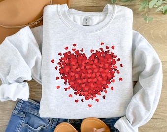 Valentine Heart Sweatshirt, Valentines Day Heart Tshirt, Womens Heart Crewneck Sweater, Gift for Valentine's, Cute Heart Graphics Hoodie