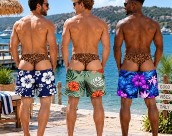 Custom Funny Mens Swim Trunks, Fake Butt Beach Shorts, Novelty Swimwear, Bachelor Party Gag Gift, Funny Pool Party Outfit, Summer Beach Gift