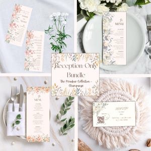Wedding Invitation Bundle Template w/ Save-the-Date RSVP Menu Detail Card - Digital Editable Customizable Downloadable Printable Floral Boho