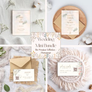 Wedding Invitation Bundle Template w/ Save-the-Date RSVP Menu Detail Card - Digital Editable Customizable Downloadable Printable Floral Boho