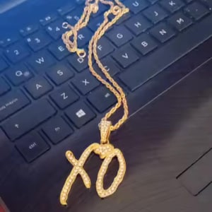 Gold Iced Out XO Pendant Necklace