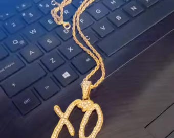 Gold Iced Out XO Pendant Necklace