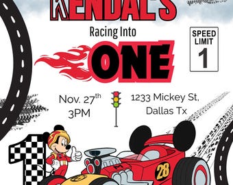 Cumpleaños rápido: Mickey Mouse, Mickey Roadster, Mickey Racer, Primer cumpleaños