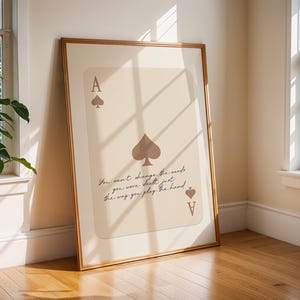 Ace Of Spades Poster, Retro Playing Card Wall Art, Inspiring Quote Print, Beige Ace Card Wall Decor, Trendy Aesthetic Preppy Room Decor
