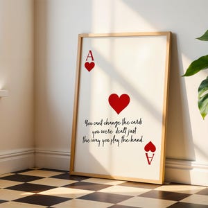 Ace of Hearts Print | Red Wall Art, Retro Playing Cards, Aesthetic Poster, Coquette Room Decor, Preppy Trendy Quote Bedroom Kitchen Decor
