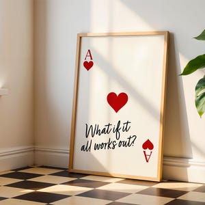 Ace of Hearts Print, Playing Card Poster, Trendy Retro Art, Bar Decor, Kitchen Print Gift, Apartment Aesthetic Decor, Coquette Gallery Wall