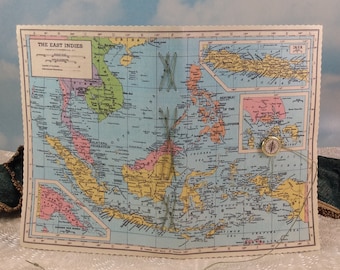 East Indies Map Travel Journal with Vintage 1920's Geography Map Including New Guinea Java Philippines and Singapore on Cover